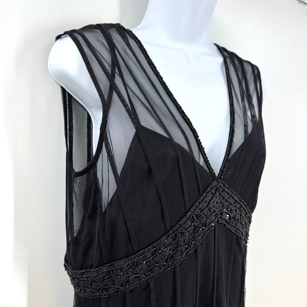 MixIt Y2K Black Mesh Midi Dress 10 Beaded Whimsigoth Event Goth Vamp Witchy
